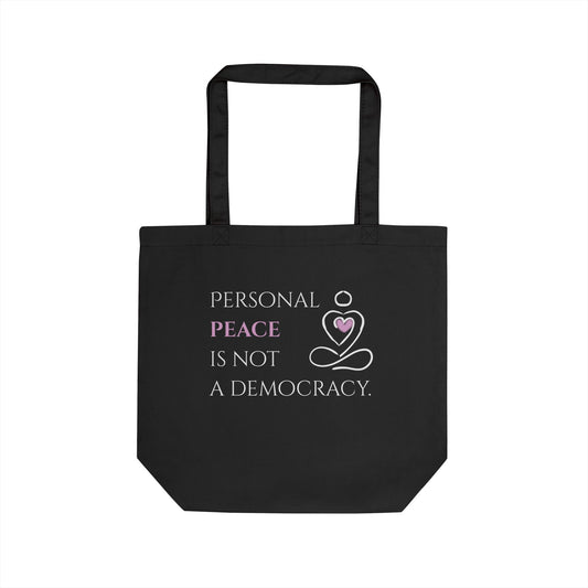 Eco-Friendly Tote Bag (Natural & Black) - Peace | Reusable Shopping Bag, Beach Bag, Gift Bag, Grocery Tote