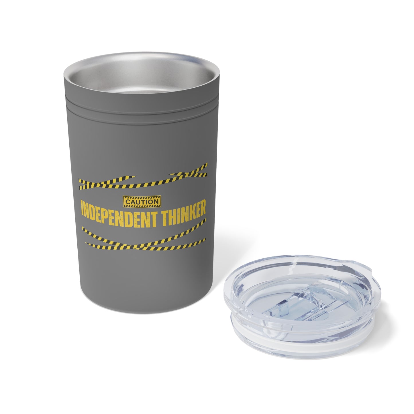Tumbler (white, grey) - Insulated Cup for Travel, Gifts, School, Adventurous, Inspirational, Outdoor Fun | Independent Thinker