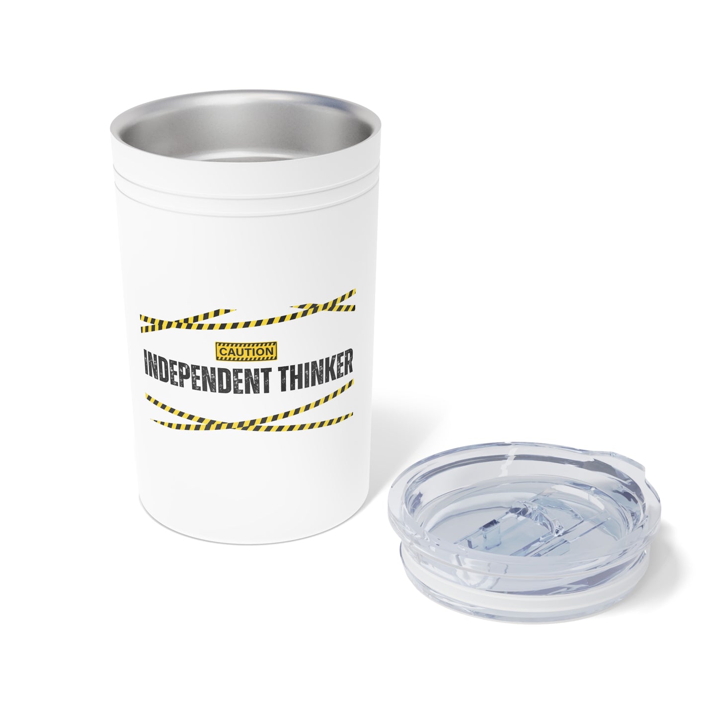 Tumbler (white, grey) - Insulated Cup for Travel, Gifts, School, Adventurous, Inspirational, Outdoor Fun | Independent Thinker
