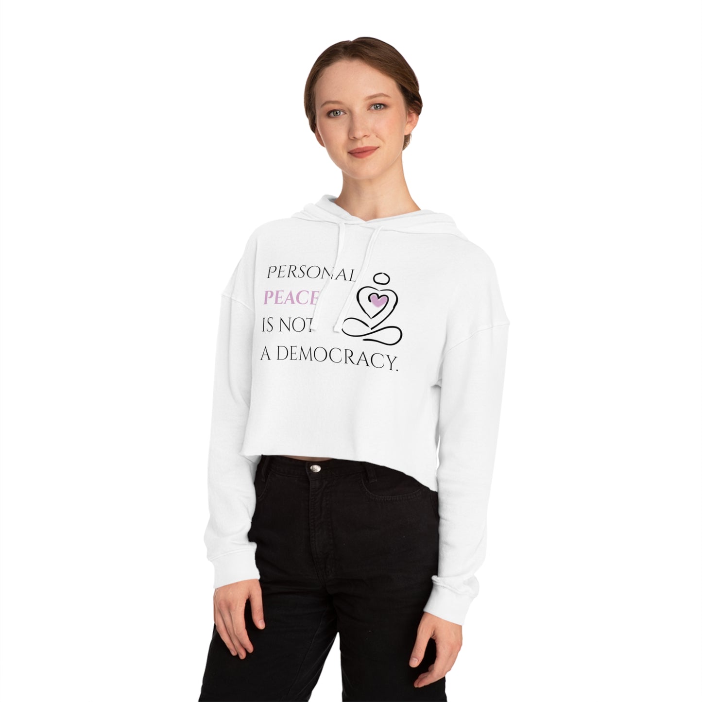 Women’s Cropped Hooded Sweatshirt | Peace (Front print)