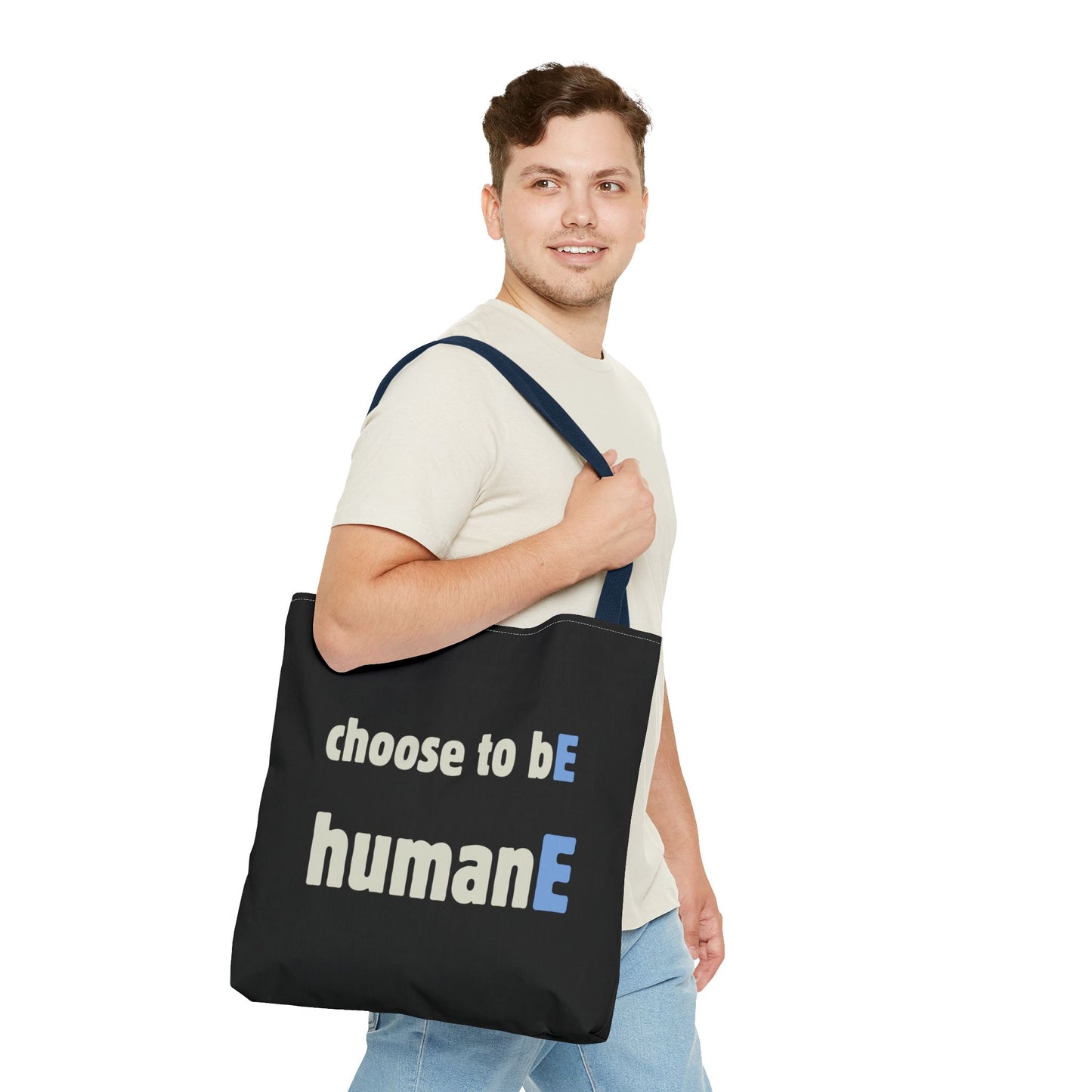 Tote Bag (Black) | Choose to bE humanE | Design for Book Lovers, Students, Teachers, Gifts, Everyday Use