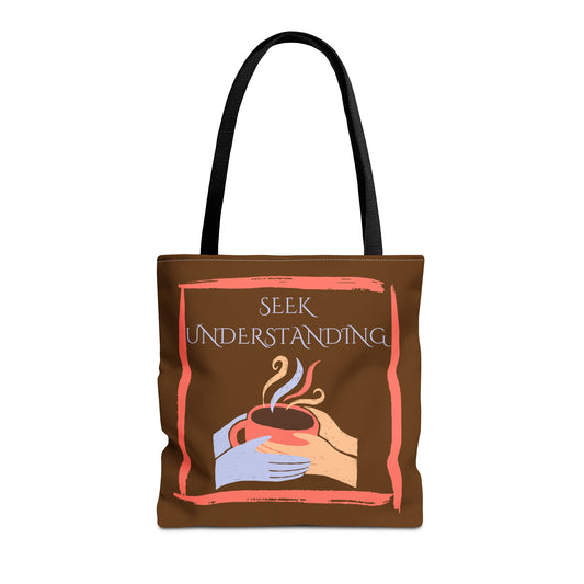 Tote Bag (Brown) | Understanding | Design for Book Lovers, Students, Teachers, Gifts, Everyday Use