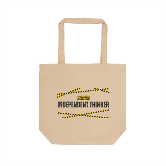 Eco-Friendly Tote Bag (Natural & Black) - Independent Thinker | Reusable Shopping Bag, Beach Bag, Gift Bag, Grocery Tote