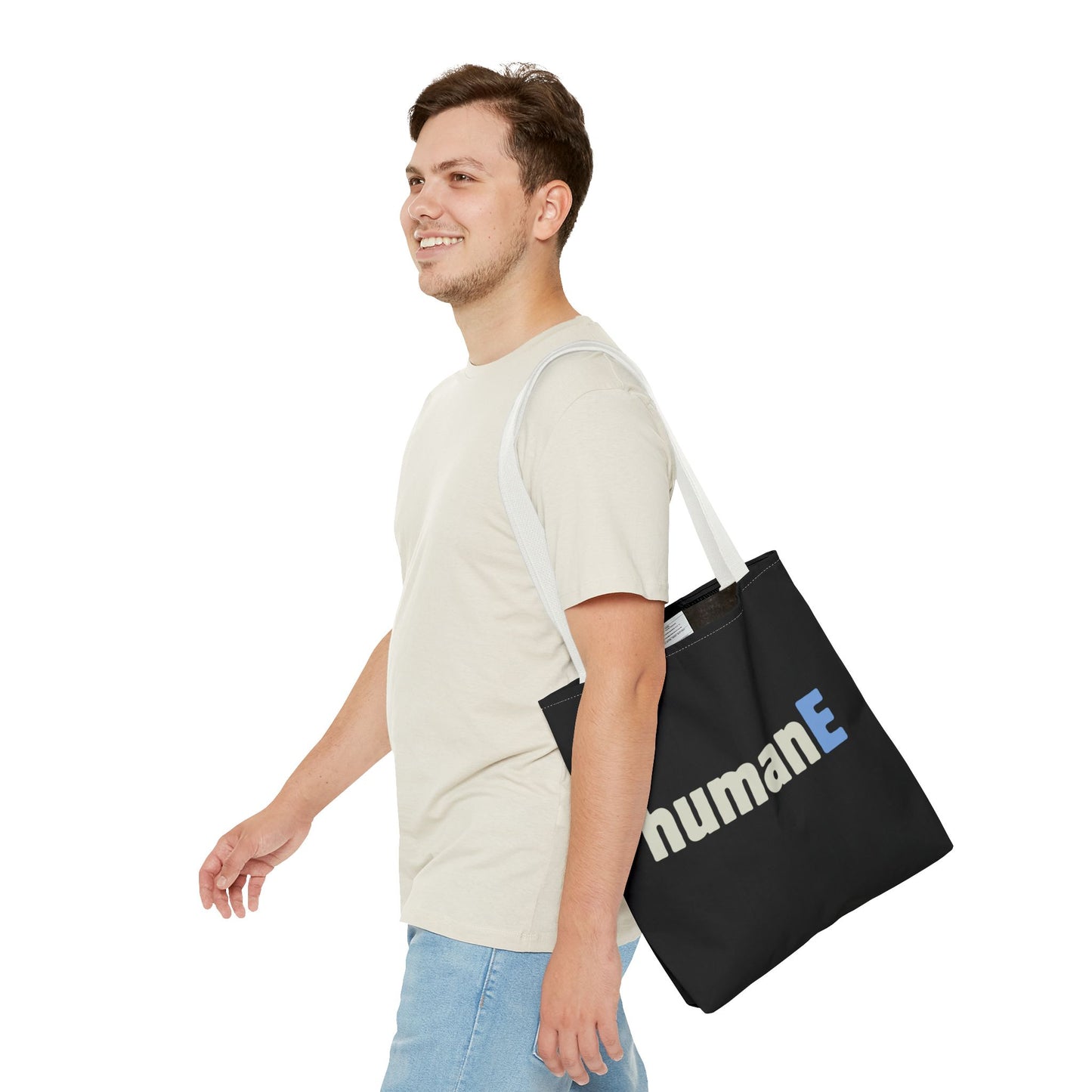 Tote Bag (Black) | humanE | Design for Book Lovers, Students, Teachers, Gifts, Everyday Use
