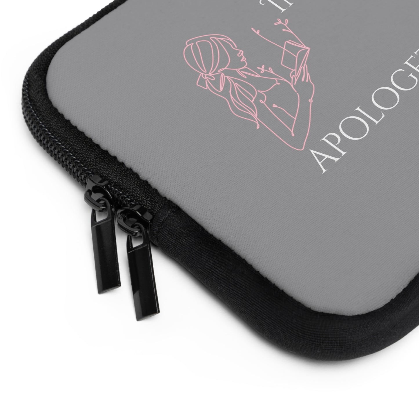 Laptop Sleeve (Grey) | Insatiably Curious | Stylish Tech Case, Gift for Students, Writers, Creatives, Unique Laptop Pouch