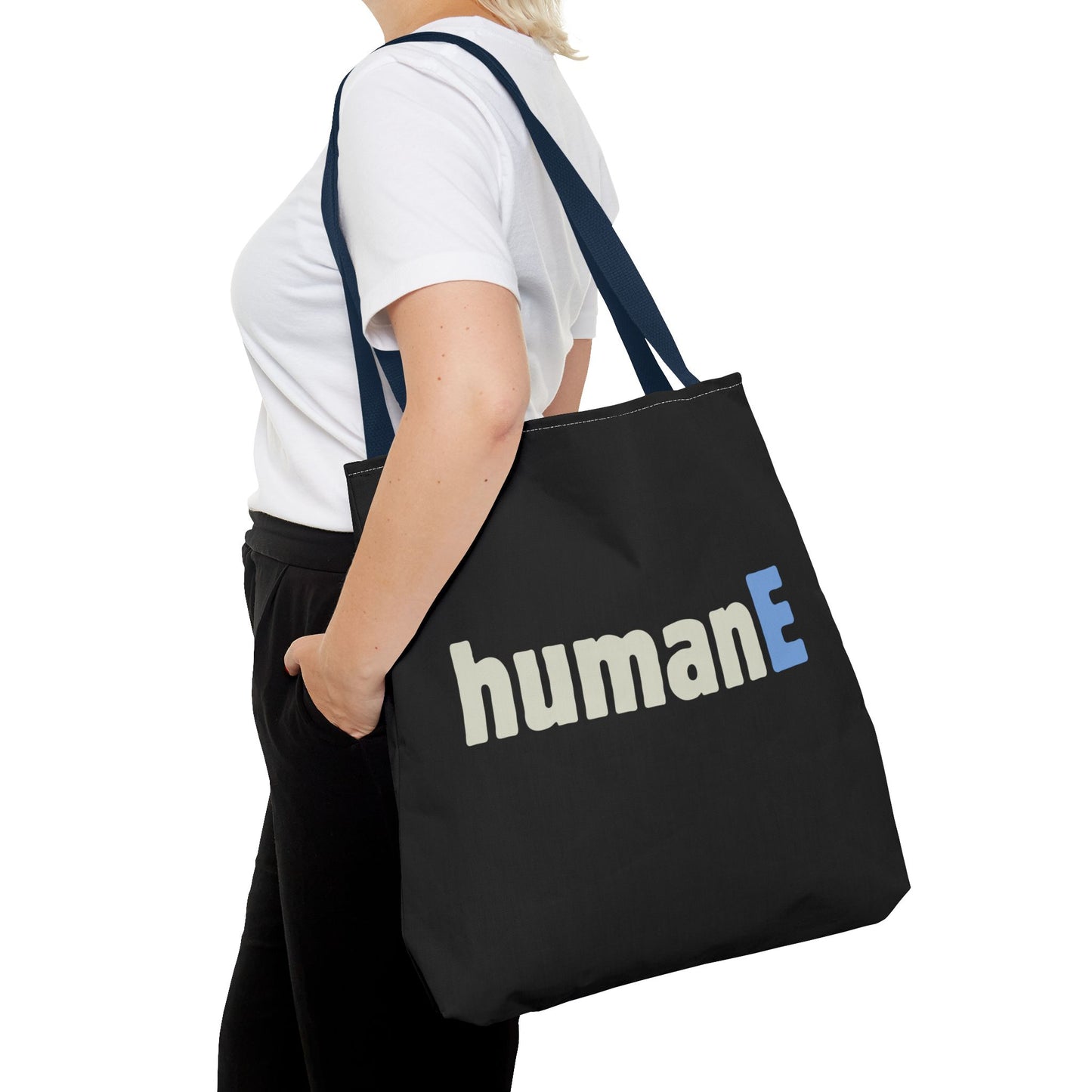 Tote Bag (Black) | humanE | Design for Book Lovers, Students, Teachers, Gifts, Everyday Use
