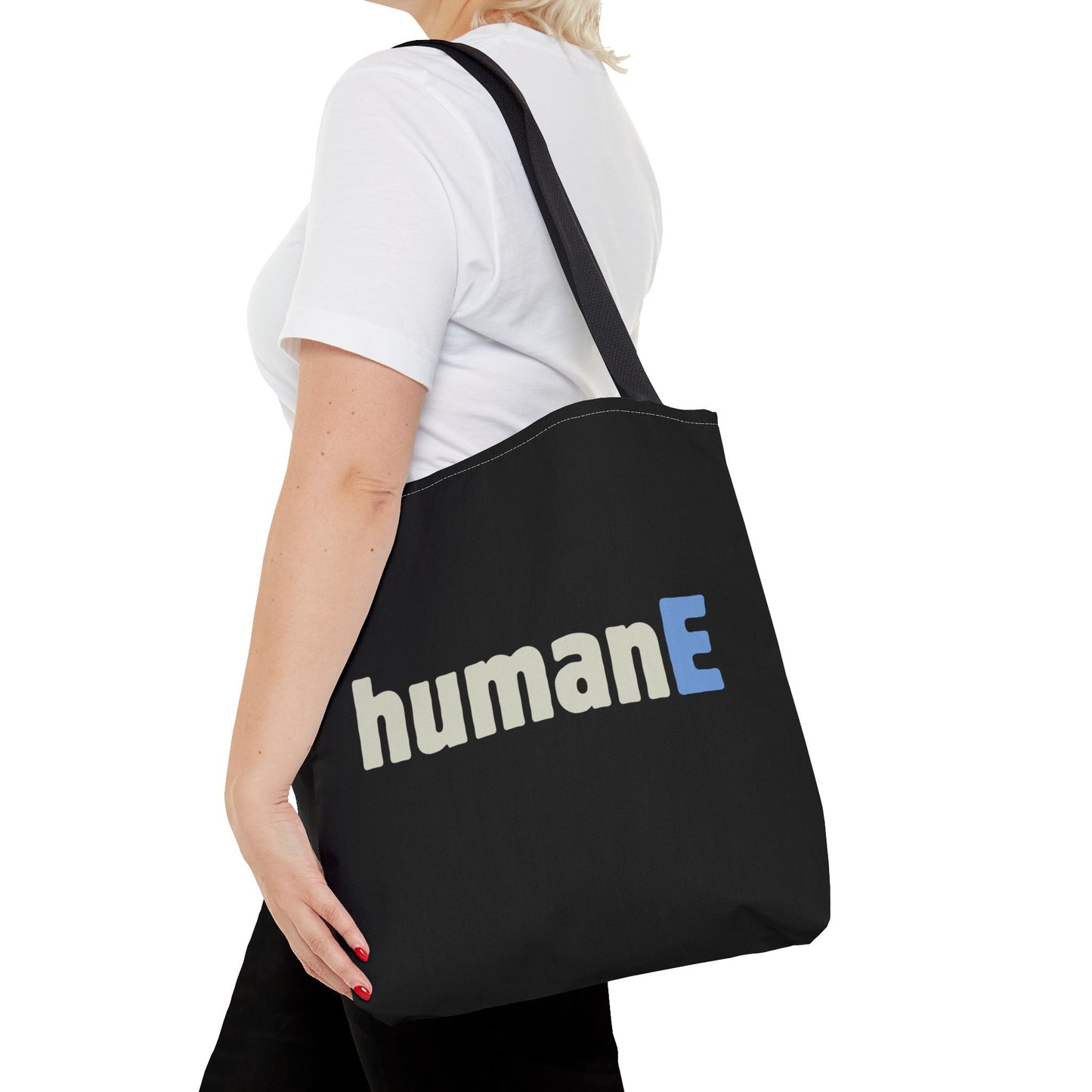 Tote Bag (Black) | humanE | Design for Book Lovers, Students, Teachers, Gifts, Everyday Use