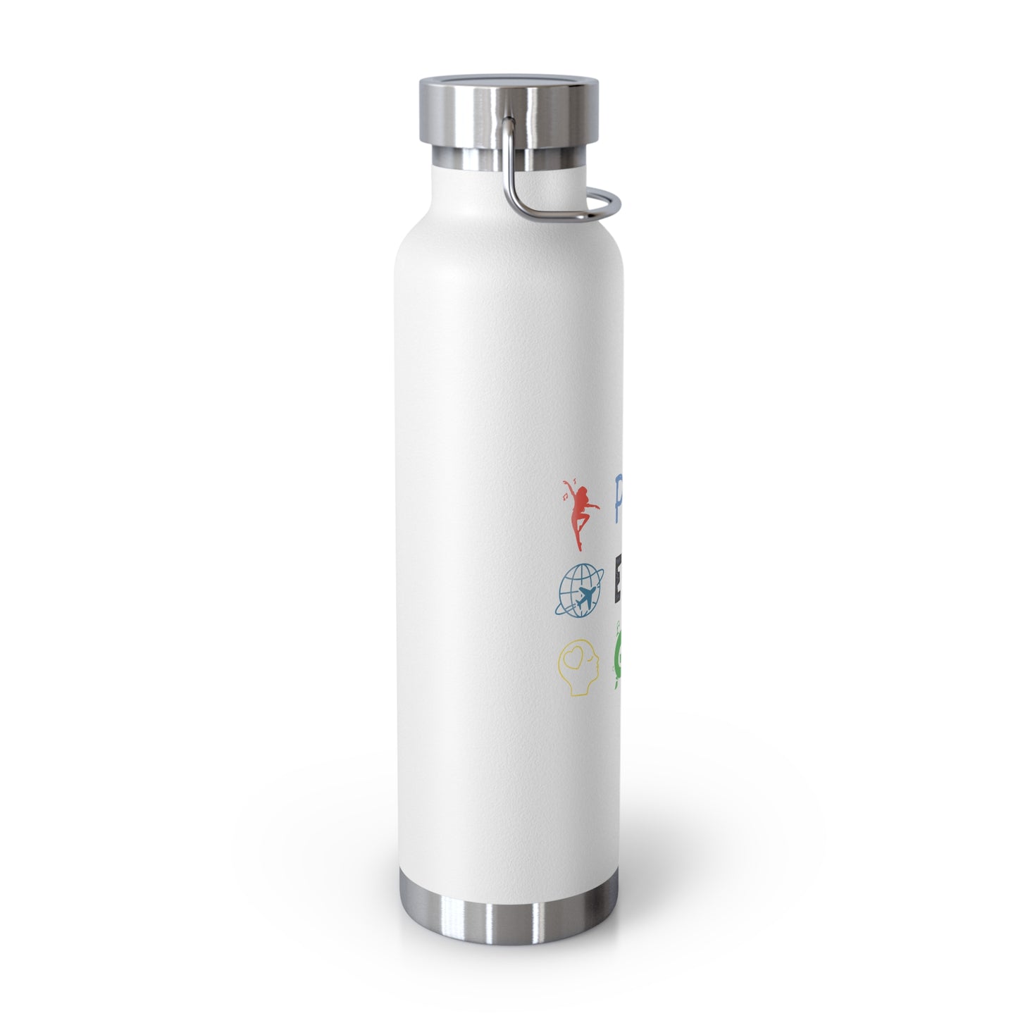 Water Bottle, Insulated Drink Container (white, black) | Play Explore Grow