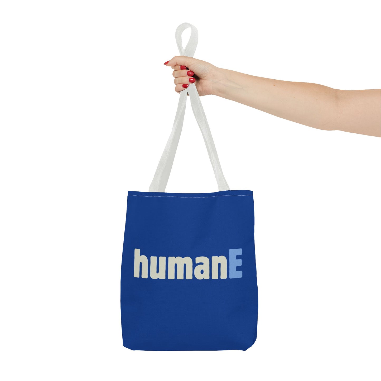 Tote Bag (Blue) | humanE | Design for Book Lovers, Students, Teachers, Gifts, Everyday Use