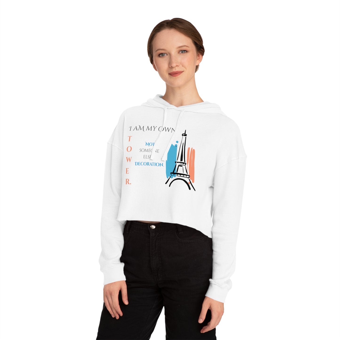 Women’s Cropped Hooded Sweatshirt | Tower (Front print)