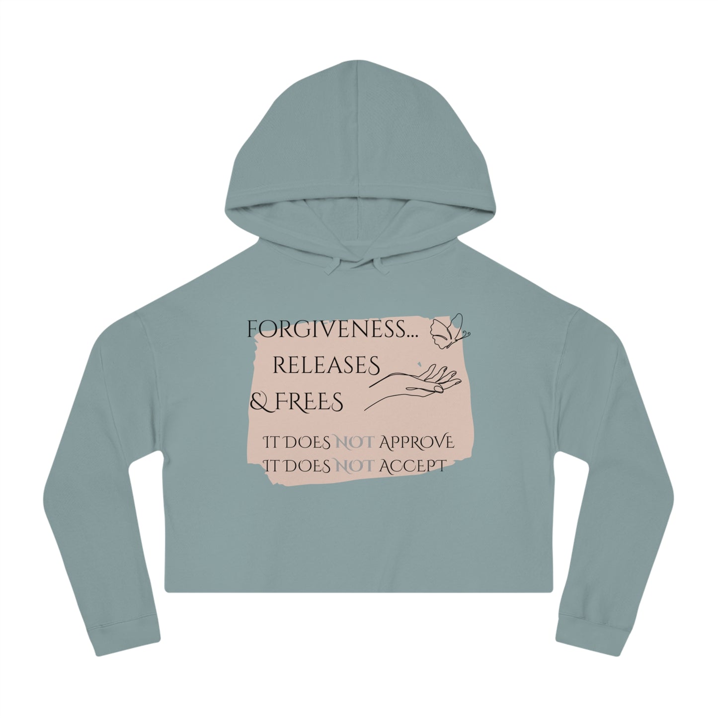 Women’s Cropped Hooded Sweatshirt | Forgiveness (Front print)