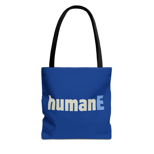 Tote Bag (Blue) | humanE | Design for Book Lovers, Students, Teachers, Gifts, Everyday Use