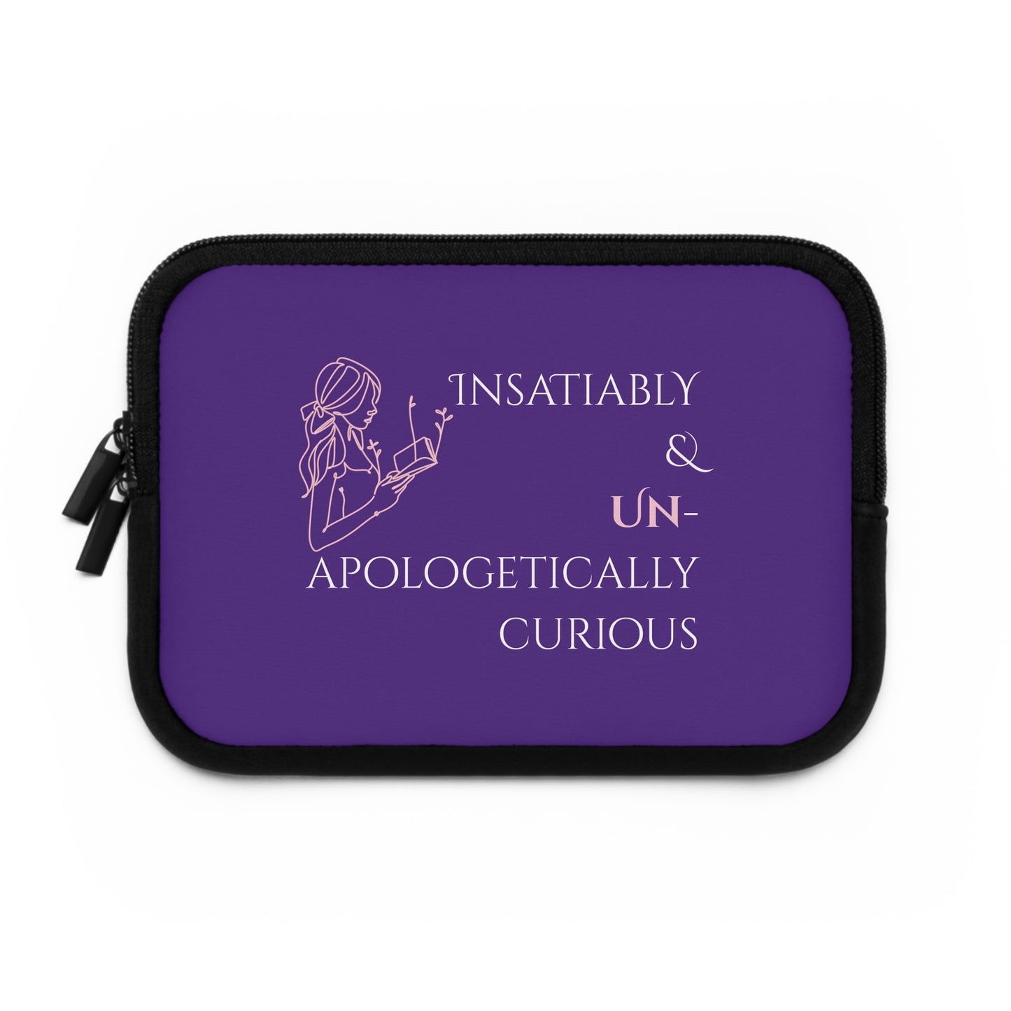 Laptop Sleeve (Purple) | Insatiably Curious | Stylish Tech Case, Gift for Students, Writers, Creatives, Unique Laptop Pouch