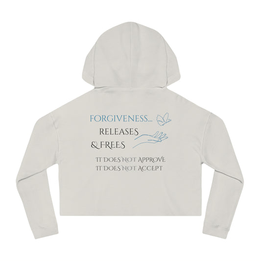 Women’s Cropped Hooded Sweatshirt | Forgiveness (Back print)