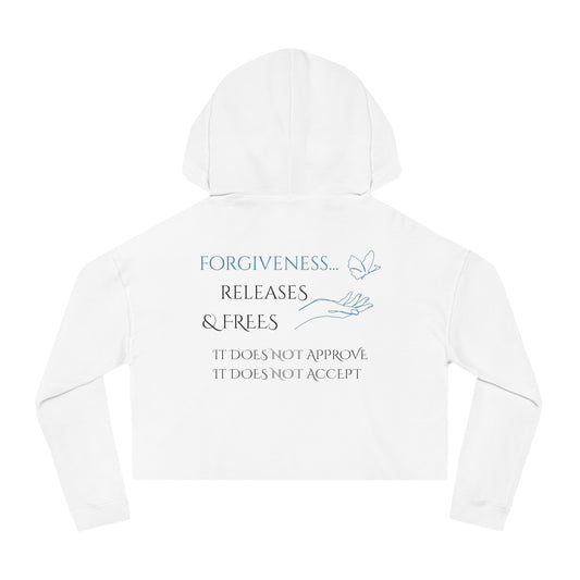 Women’s Cropped Hooded Sweatshirt | Forgiveness (Back print)