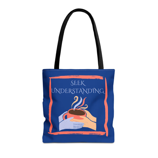 Tote Bag (Blue) | Understanding | Design for Book Lovers, Students, Teachers, Gifts, Everyday Use