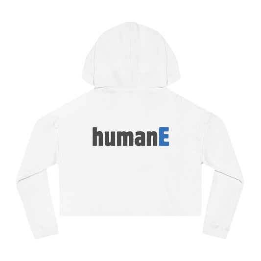 Women’s Cropped Hooded Sweatshirt | humanE (Back print)
