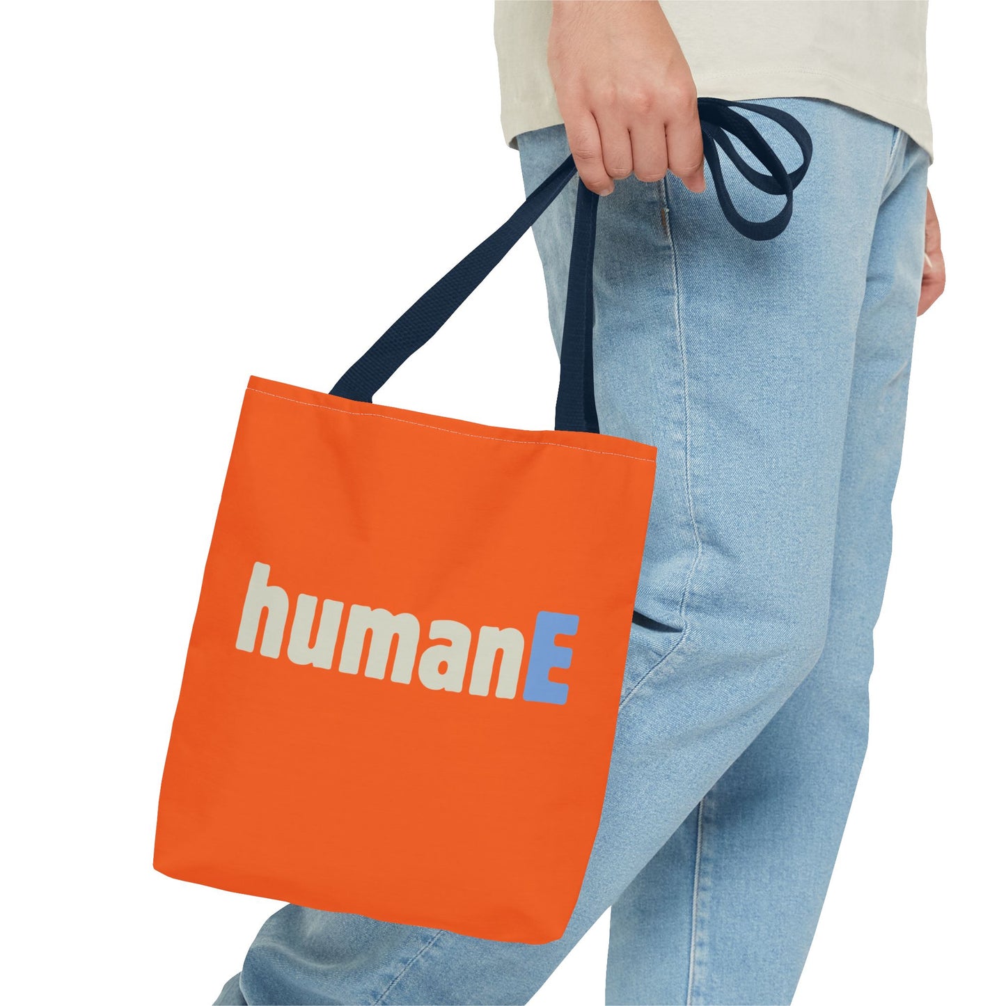 Tote Bag (Orange) | humanE | Design for Book Lovers, Students, Teachers, Gifts, Everyday Use