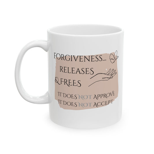 Ceramic Mug, 11oz, both sides, Tan | Forgiveness