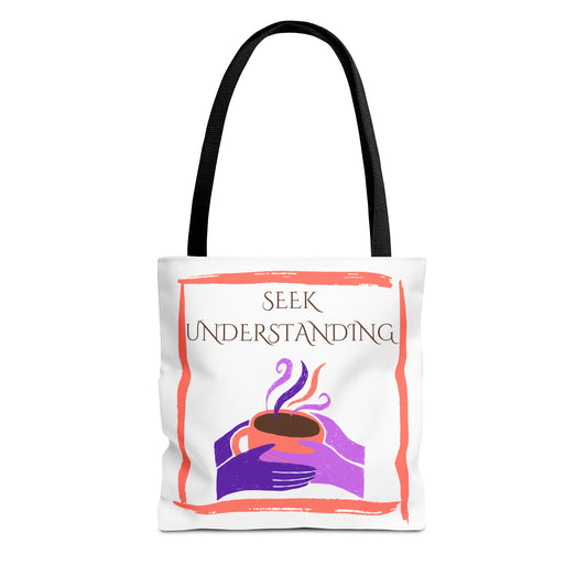 Tote Bag (White) | Understanding | Design for Book Lovers, Students, Teachers, Gifts, Everyday Use