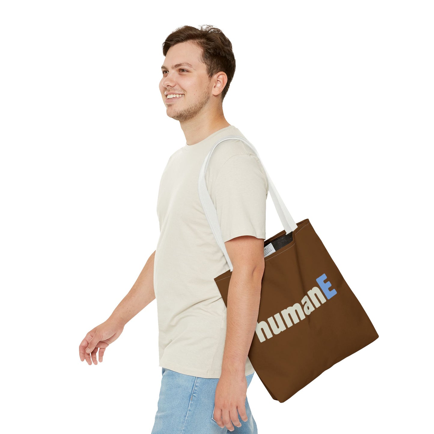 Tote Bag (Brown) | humanE | Design for Book Lovers, Students, Teachers, Gifts, Everyday Use