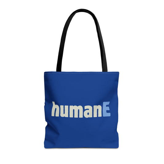 Tote Bag (Blue) | humanE | Design for Book Lovers, Students, Teachers, Gifts, Everyday Use