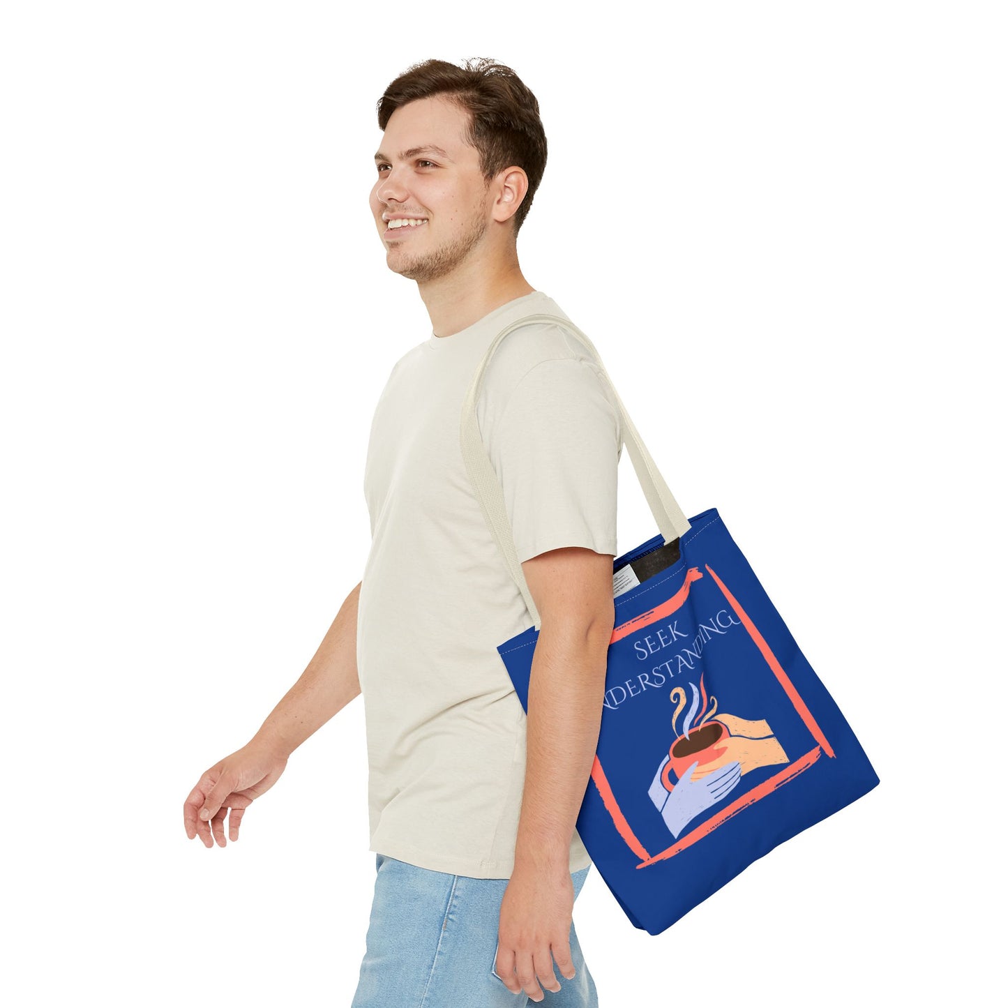 Tote Bag (Blue) | Understanding | Design for Book Lovers, Students, Teachers, Gifts, Everyday Use