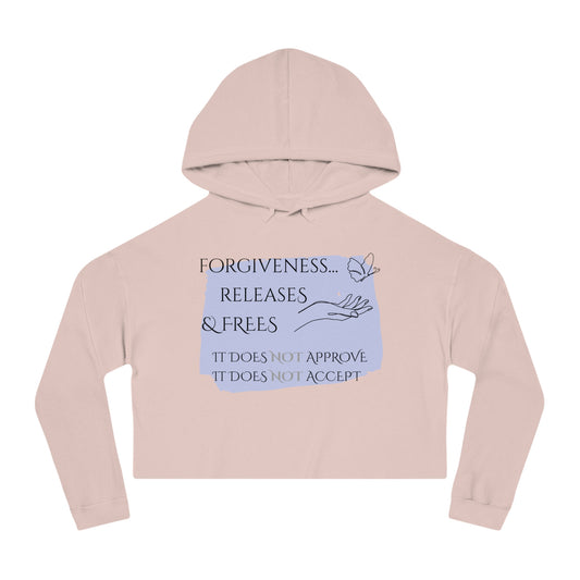 Women’s Cropped Hooded Sweatshirt | Forgiveness (Front print)