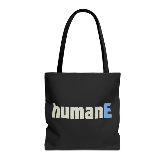 Tote Bag (Black) | humanE | Design for Book Lovers, Students, Teachers, Gifts, Everyday Use