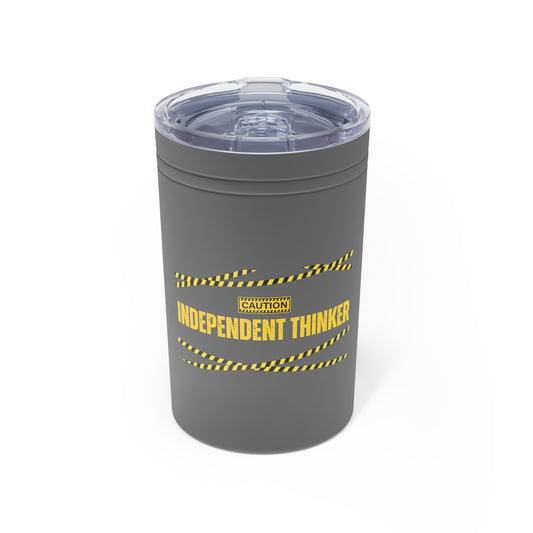 Tumbler (white, grey) - Insulated Cup for Travel, Gifts, School, Adventurous, Inspirational, Outdoor Fun | Independent Thinker