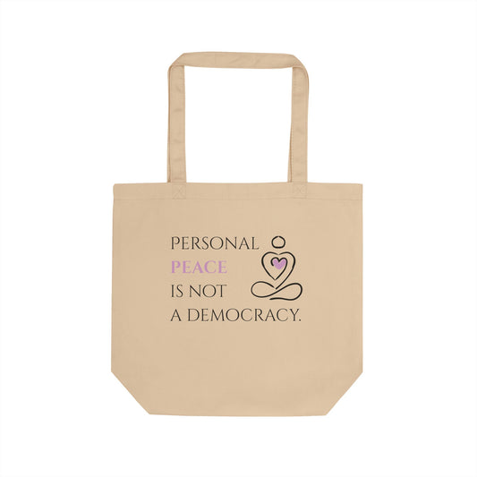 Eco-Friendly Tote Bag (Natural & Black) - Peace | Reusable Shopping Bag, Beach Bag, Gift Bag, Grocery Tote