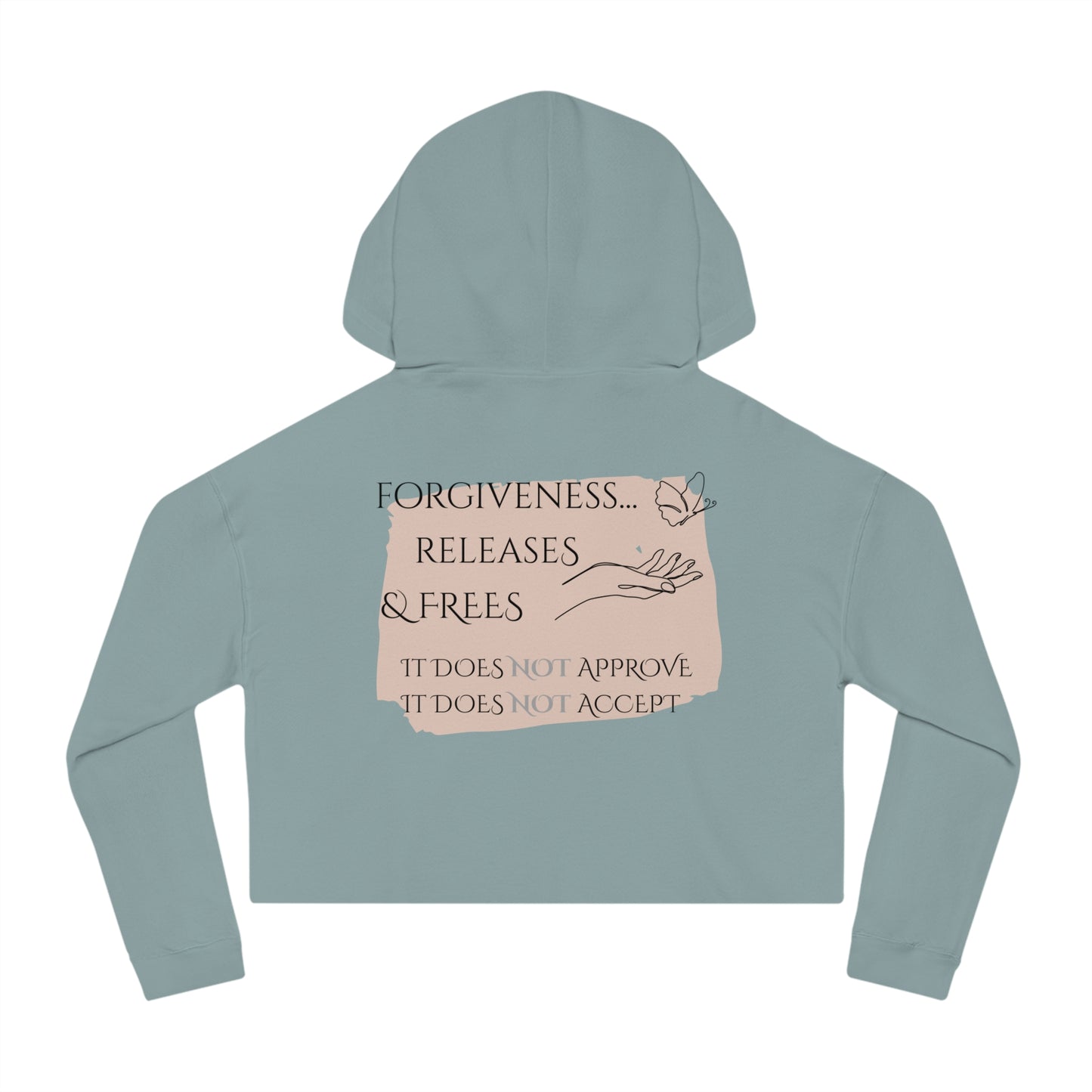 Women’s Cropped Hooded Sweatshirt | Forgiveness (Back print)