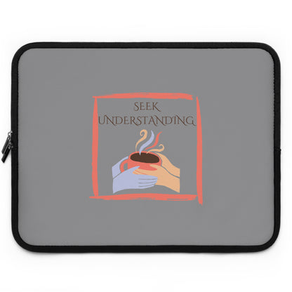 Laptop Sleeve (Grey) | Understanding | Stylish Tech Case, Gift for Students, Writers, Creatives, Gender-Neutral Design, Unique Laptop Pouch