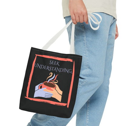 Tote Bag (Black) | Understanding | Design for Book Lovers, Students, Teachers, Gifts, Everyday Use