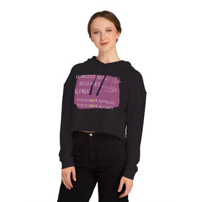 Women’s Cropped Hooded Sweatshirt | Forgiveness (Front print)