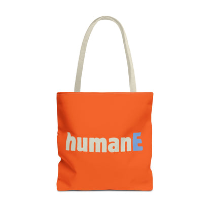 Tote Bag (Orange) | humanE | Design for Book Lovers, Students, Teachers, Gifts, Everyday Use