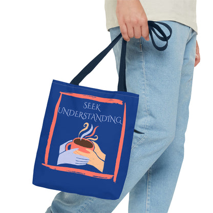 Tote Bag (Blue) | Understanding | Design for Book Lovers, Students, Teachers, Gifts, Everyday Use
