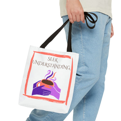 Tote Bag (White) | Understanding | Design for Book Lovers, Students, Teachers, Gifts, Everyday Use