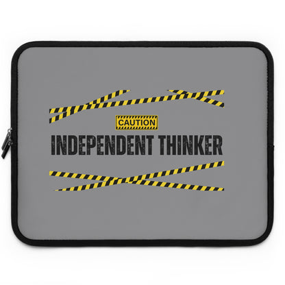 Laptop Sleeve (Grey) | Independent Thinker | Stylish Tech Case, Gift for Students, Writers, Creatives, Gender-Neutral Design, Unique Laptop Pouch