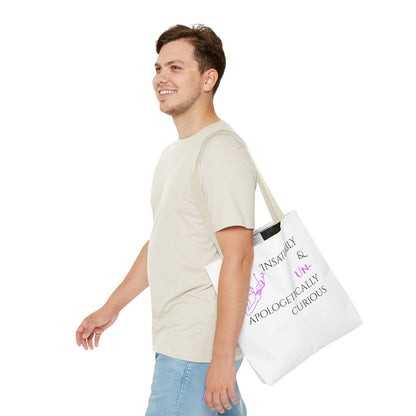 Tote Bag (White) | Insatiably Curious | Design for Book Lovers, Students, Teachers, Gifts, Everyday Use