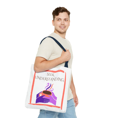 Tote Bag (White) | Understanding | Design for Book Lovers, Students, Teachers, Gifts, Everyday Use