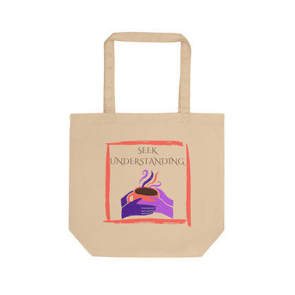 Eco-Friendly Tote Bag (Natural & Black) - Understanding | Reusable Shopping Bag, Beach Bag, Gift Bag, Grocery Tote