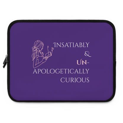 Laptop Sleeve (Purple) | Insatiably Curious | Stylish Tech Case, Gift for Students, Writers, Creatives, Unique Laptop Pouch