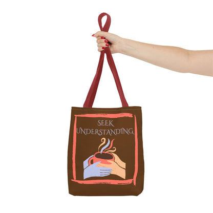Tote Bag (Brown) | Understanding | Design for Book Lovers, Students, Teachers, Gifts, Everyday Use
