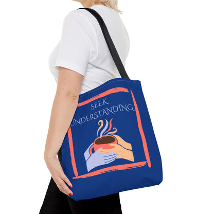 Tote Bag (Blue) | Understanding | Design for Book Lovers, Students, Teachers, Gifts, Everyday Use