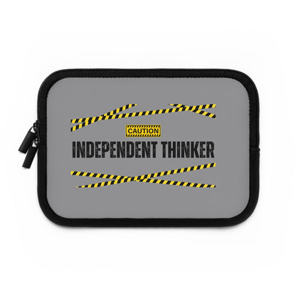 Laptop Sleeve (Grey) | Independent Thinker | Stylish Tech Case, Gift for Students, Writers, Creatives, Gender-Neutral Design, Unique Laptop Pouch
