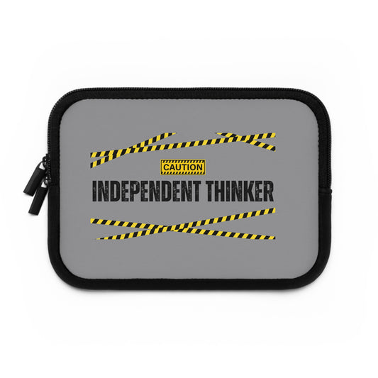 Laptop Sleeve (Grey) | Independent Thinker | Stylish Tech Case, Gift for Students, Writers, Creatives, Gender-Neutral Design, Unique Laptop Pouch