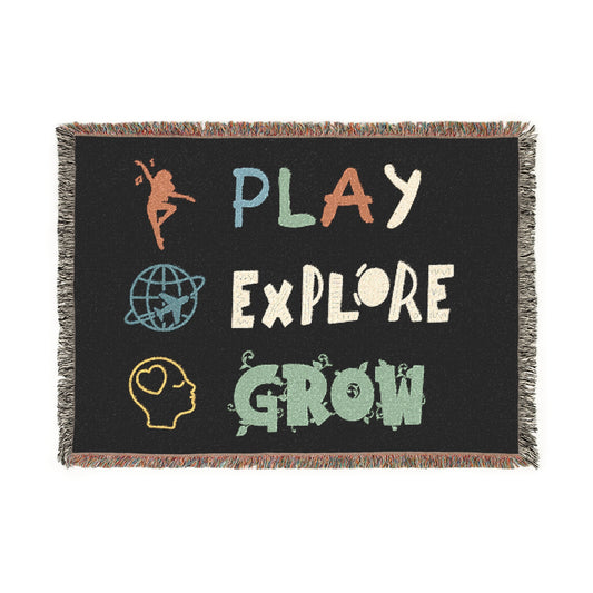Cozy Inspirational Woven Blanket – Perfect for Home Decor, Gifts, Motivation, Meditation, or Relaxing | Play Explore Grow