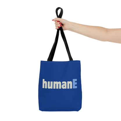 Tote Bag (Blue) | humanE | Design for Book Lovers, Students, Teachers, Gifts, Everyday Use