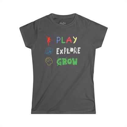 Women's Graphic T-Shirt | Play Explore Grow | Casual Everyday Wear